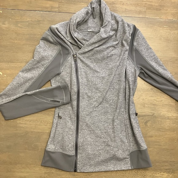 Lululemon Bhakti Double Zip Gray Yoga Activewear Jacket Size 8 Womens - Picture 1 of 11
